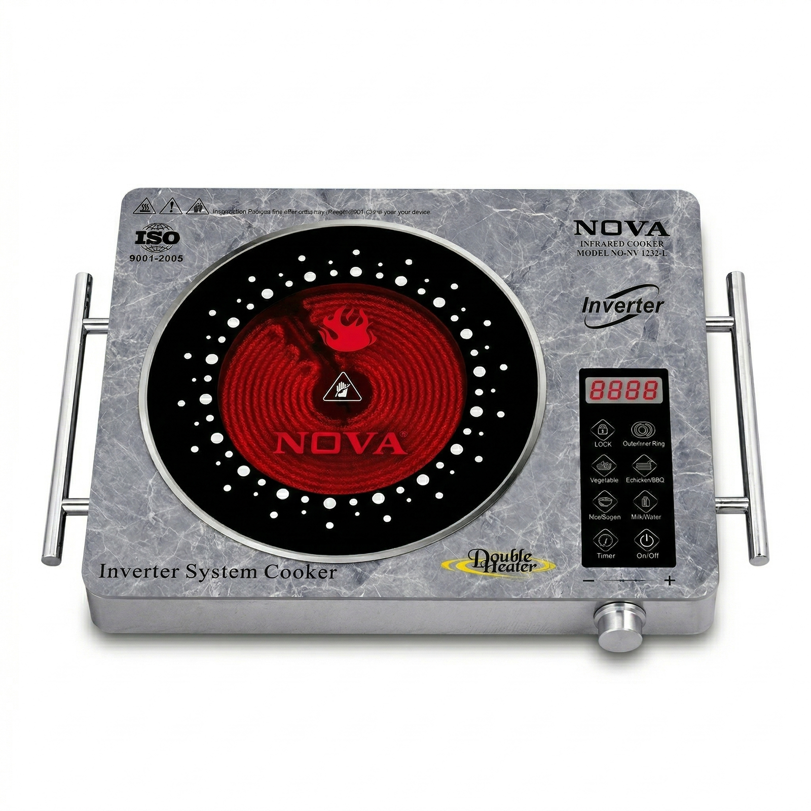 NOVA Infrared Cooker | NV-1232-L | 2200W Double Heater | Inverter Friendly | Touch & Knob Control