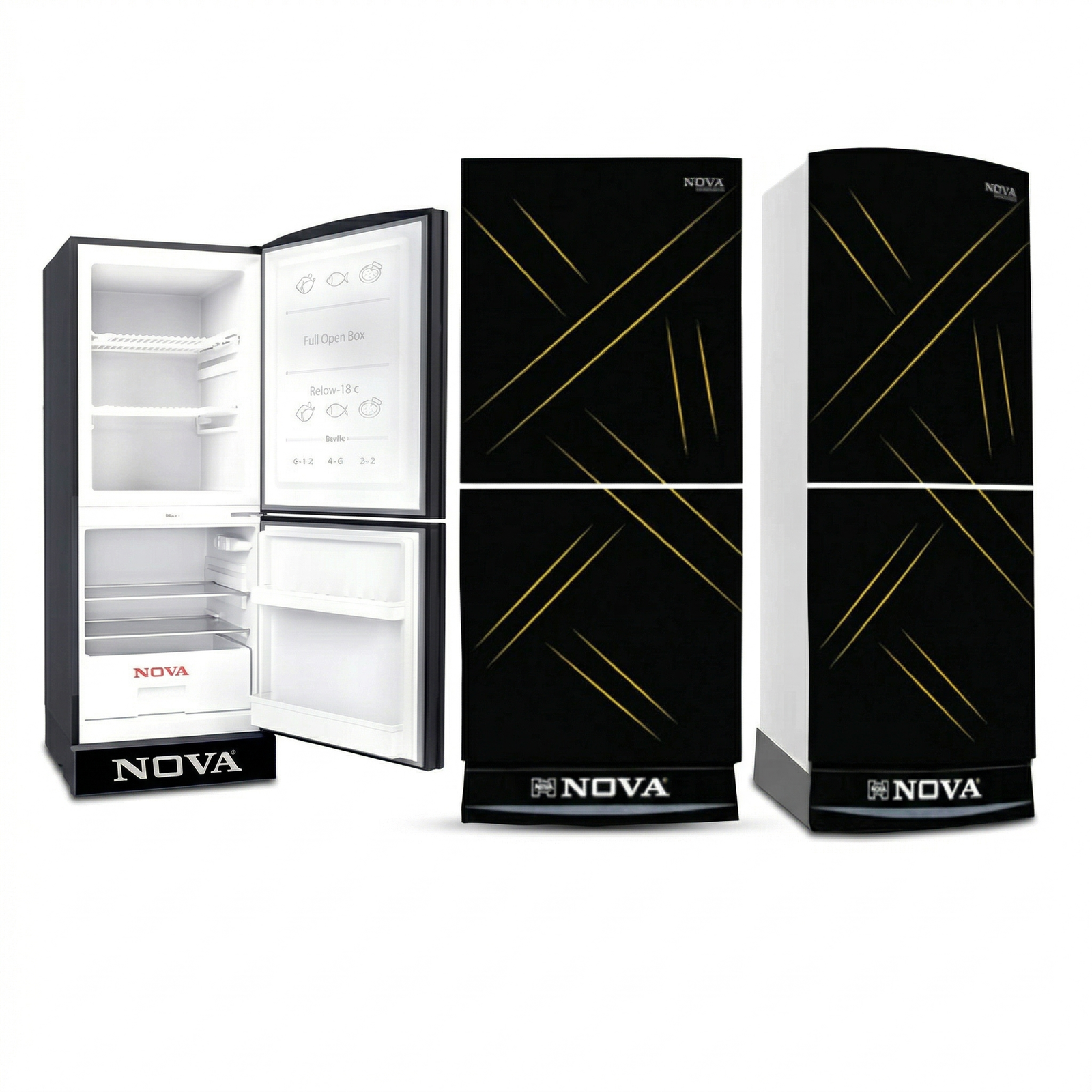 NOVA Glass Door Refrigerator 185L | NV-602 | Direct Cool | Energy Saving