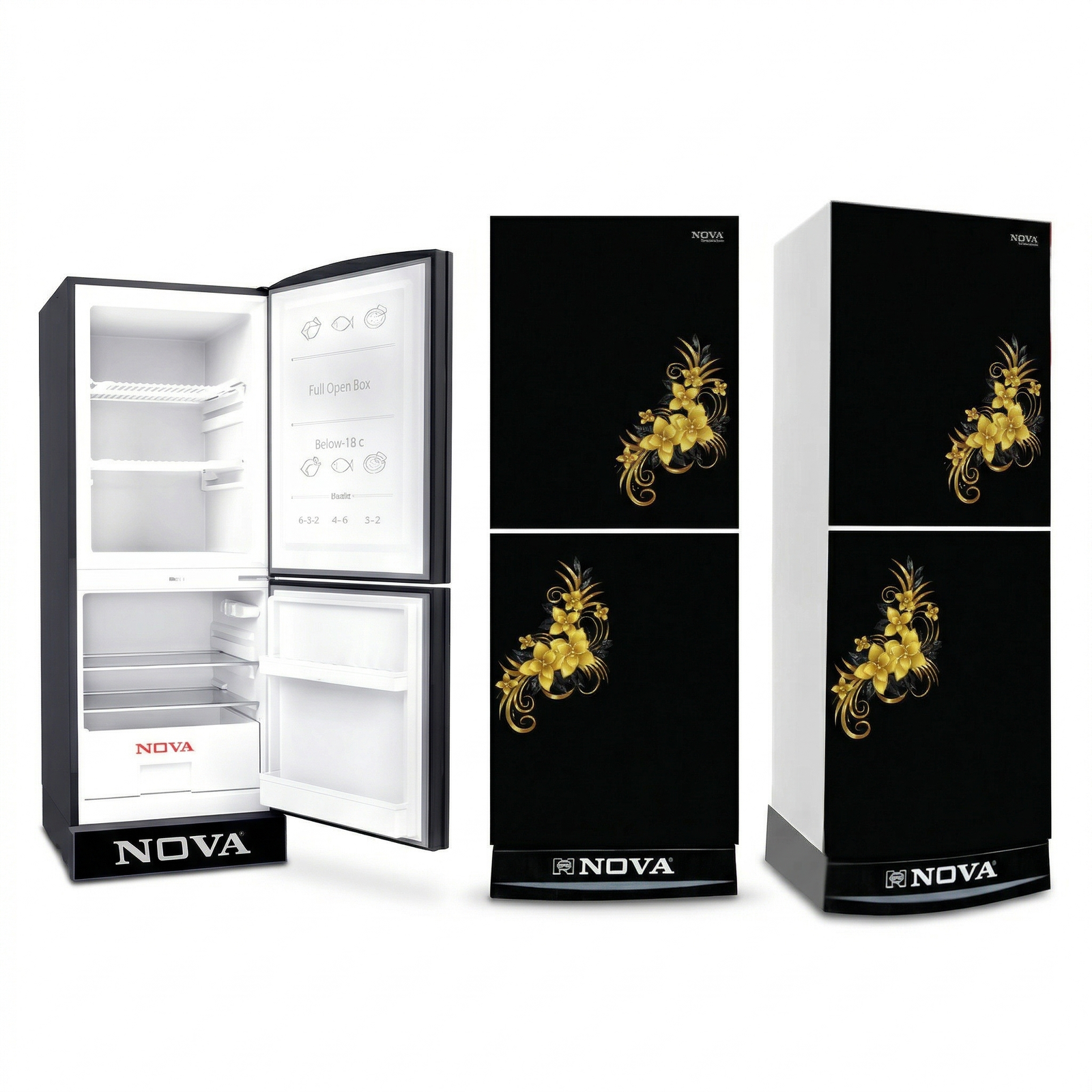 NOVA Glass Door Refrigerator 340L | NV-607 | Direct Cool | Low Noise | Energy Saving